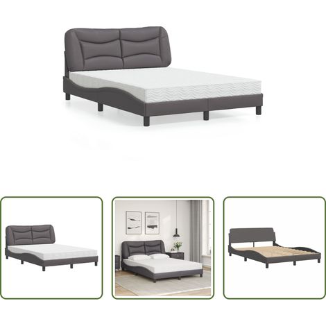 vidaXL Matratze mit Schaumstoff - Bett mit Matratze "Hvar" Grau 140x190 cm Kunstleder (1/5)