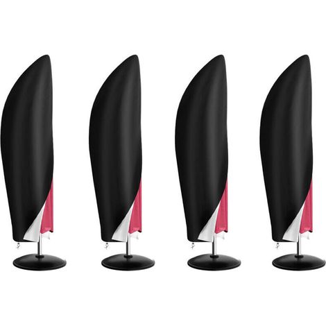 Lot de 4 Couverture pour Parasol, 265cm Jardin Parasol Couverture/Housse de Protection pour Parasol Oxford Étanche, Noir (1/4)