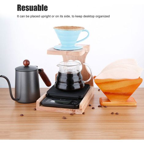 Porta filtri da caffè, contenitore in legno da appoggio con dispenser di grande capacità per 100 filtri, adatto per uso domestico e bar. (1/5)