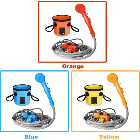 Douche de Camping Portable, pompe d'extérieur 12V avec seau pliable de 20l, pour randonnée, sac à dos, voyage, plage, bain pour animaux de compagnie, floraison (1/5)