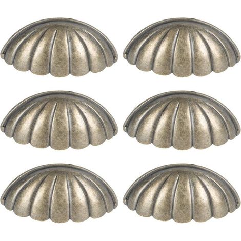 Set of 6 vintage shell furniture knobs – Nautical zinc alloy handles – Easy installation for cabinets and drawers (1/5)
