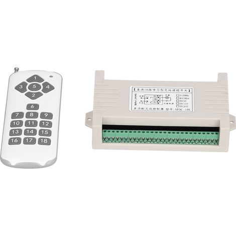 Télécommande Sans Fil Longue Portée Kit PCB 18 Voies Pile 23A Modèle Officiel 1 à 1 DC24V (1/5)