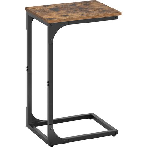 Table d'Appoint, Bout de Canapé, Table de Chevet en C, Plateau de Télévision, pour Salon, Chambre, Style Industriel, Marron Rustique et Noi (1/5)