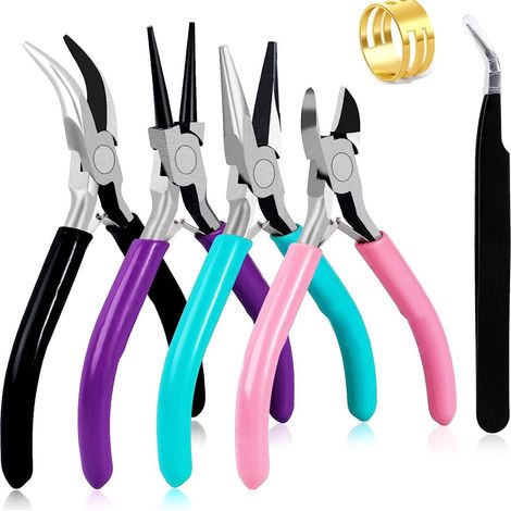 Set 4 pinces bijoux bec fin, outils bricolage chaînes précision (1/5)