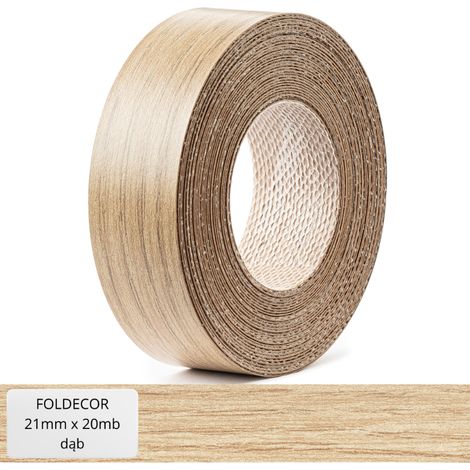 Cinta de cantos de melamina color roble para muebles, con adhesivo termofusible, 21 mm (20 m)