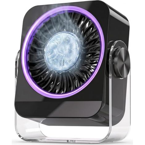 Ventilateur de bureau portable avec technologie de refroidissement par la glace, ventilateur de refroidissement rechargeable USB à 5 vitesses, petit ventilateur personnel avec batterie de 3600 mAh, in (1/5)