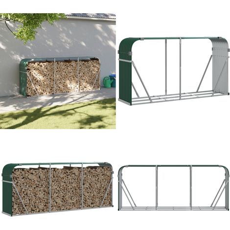 Porte-bûches vert 234x45x100 cm acier galvanisé - Porte-bûches - Rangement Bûches - Abri À Bûches - Stockages Extérieurs - Accessoires Cheminée - Home & Living (1/5)