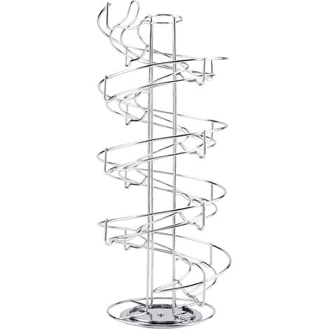 Support à capsules café métal rotatif 360° pour Nespresso, rangement spirale 30 dosettes chromé argent, étagère gain de place durable pour cuisine bureau (1/4)