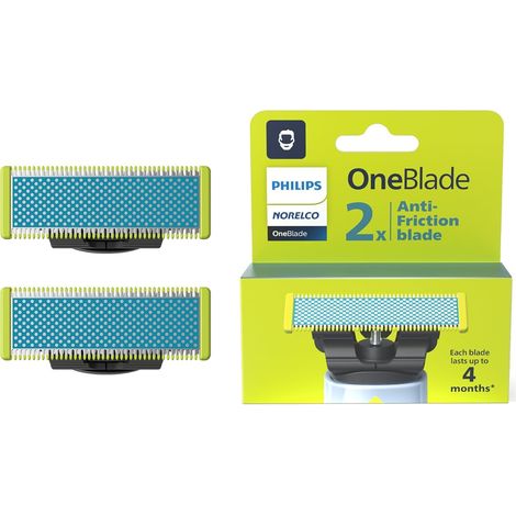 Convient pour le remplacement de la petite lame en T des rasoirs Philips (douce pour la peau / anti-abrasion – lame bleue x2) (1/5)