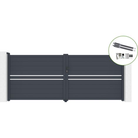 Portón abatible 4m CIMONE H.160cm aluminio + motorización RANGER B150 (1/5)