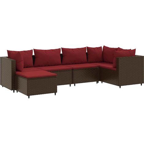 Maison Exclusive - Set Mobili da Giardino 6pz con Cuscini in Polyrattan Marrone