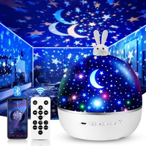 Sternenhimmel-Nachtlichtprojektor für Babys, 15 Filme, Bluetooth-Nachtlicht mit Musik und Beleuchtung, 360° drehbares, ferngesteuertes Sternenhimmel-Nachtlicht, Nachttischlampe für Kinder, Kawaii-Zimm (1/5)