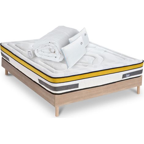 Ensemble Matelas Aubertin Ressorts ensachés Accueil mémoire + sommier + accessoires - 180 x 200 (1/5)
