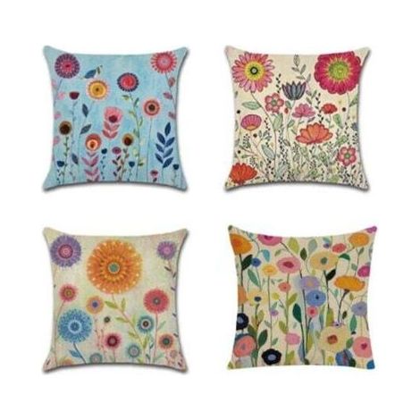 Housse de coussin imperméable extérieur housse de coussin hydrofuge coussin décoratif canapé coussin décoratif canapé housse de coussin pour canapé salon balcon jardin 45x45cm fleurs (1/5)