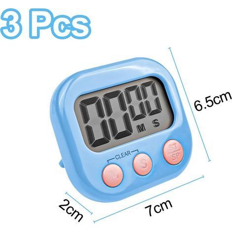 Pièces Minuteur de Cuisine Magnétique avec 3 Couleurs, Chronometre avec Grand Écran LCD, Chronomètre et Alarme Digital, Compte à Rebours pour Kitchen Cuisson Douche Sport (1/4)