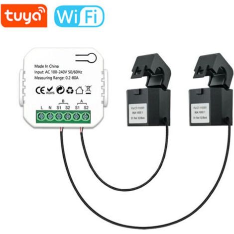 Debuns – Compteur d'énergie intelligent WiFi – Mesure de production et consommation solaire – Courant 0.2-80A – Tension 110-240V – Application Tuya (1/4)