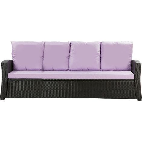 Coussins de canapé de jardin en résine tressée 168x50x7+356x50cm Set de coussins 3 places Lot de coussins de jardin coussins d'extérieur violet