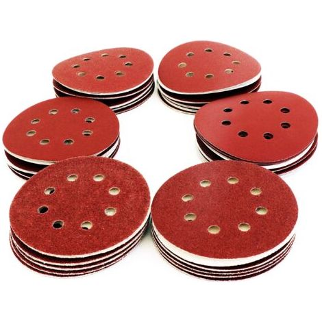 60 Sanding Discs Abrasive Paper 125 mm P40/P60/P80/P120/P180/P240, 8 holes, for random orbital sanders
