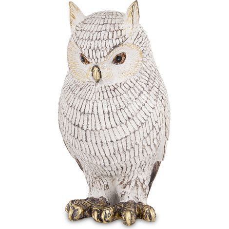 Figura de búho de plástico blanco de 15x8x8 cm. (1/5)