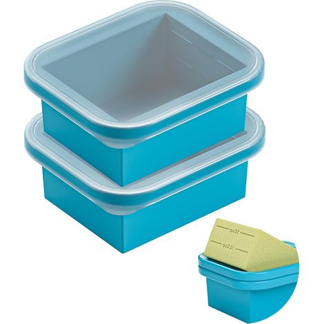 Recipiente gigante de silicona para congelar con tapa, bandeja para congelar sopas, recipiente grande para salsas, preparación de comidas, yogur, avena, 500 ml. (1/5)