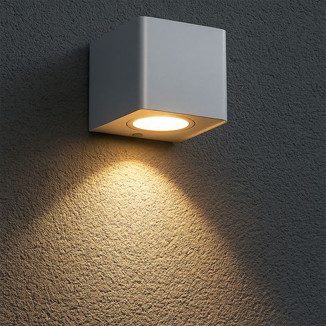 Luce da esterno Lampada da facciata Lampada da parete bianca Luce da balcone Luce da parete, LED 2x 2 Watt 200Lm bianco caldo, LxLxH 10x10x11,5 cm