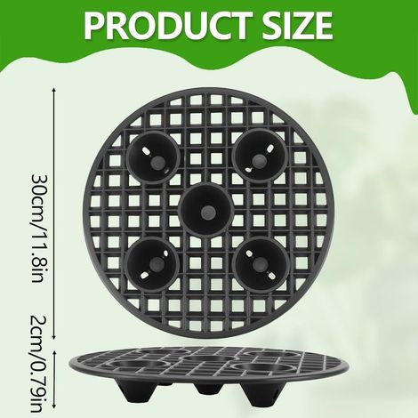 6-teiliges Set Pflanzenstützen für Topfpflanzen, 30 cm Drainagegitter, runde Netzmatte, Untersetzer aus Kunststoff, Blumentöpfe, Netzpolster für drinnen, Bonsai und draußen, Schale (1/5)