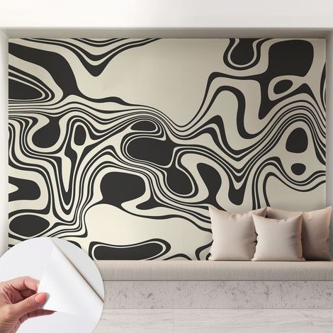 Selbstklebende Tapete modern Wohnzimmer - Wanddeko Schlafzimmer - Tapete mit Motiv Dynamische Linien 208x146 cm (1/5)
