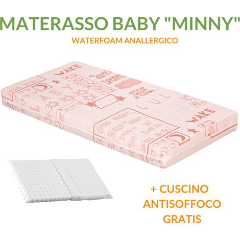 EVERGREENWEB - Materasso Lettino o Culla 70x140 per Bambini alto 12 cm + Cuscino ANTISOFFOCO su misura GRATIS con Fodera in Cotone Naturale, Rivestimento Sfoderabile Anallergico Lavabile MINNY (1/5)