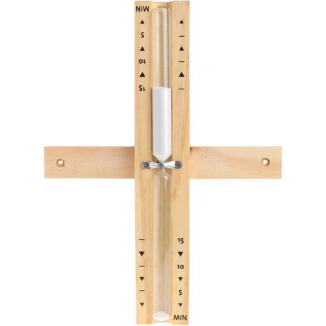 Minuteur Mural pour Sauna et Salle de Bain 15, Sablier en Bois et Verre Réutilisable Rotation Précise, Design Khaki et Élégant pour Sauna à Domicile (1/5)