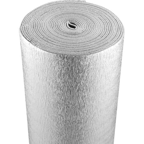 VEVOR Rollo de aislamiento reflectante doble, barrera radiante de espuma, 3,2 mm 24 pulgadas x 25 pies, lámina de aluminio de doble cara, escudo reflectante de calor de espuma EPE, rollo de aislamient