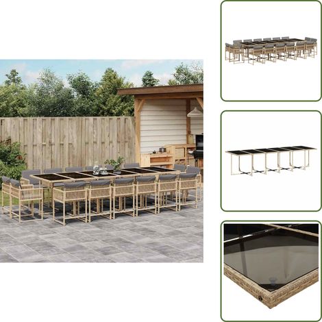 vidaXL Ensemble à manger de jardin et coussins 17 pcs mélange beige