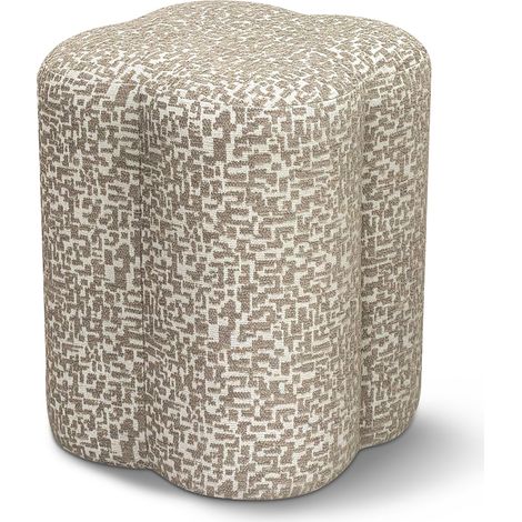 Pouf en tissu texturé à motifs taupe LUCKY
