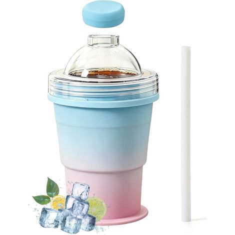 Bouteille à Bac à Glaçons 325 ml Pliable Préparation Café Glacé Bac À Glaçons Verre pour Voyageurs, Barmans, Bureau, Fêtes, Camping, Plage, Pique-nique, Bord de piscine, Camping-car, (1/5)