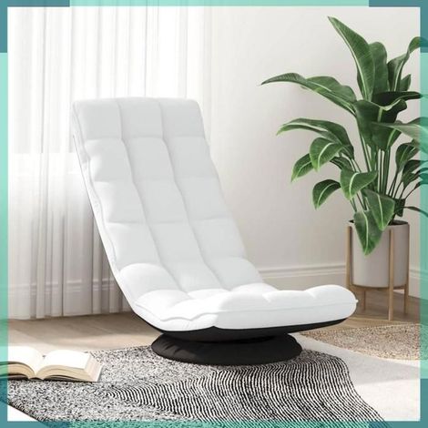 4019730 Fauteuil de sol pivotant blanc 70x51x79 cm tissu (1/5)