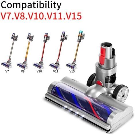 Brosse Électrique Compatible pour Dyson V7 V8 V10 V11 V15 Entraînement Direct Brosse Turbo avec 4 Lumières LED pour Sols Durs et Parquets