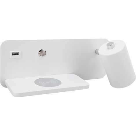 Applique murale LED avec port USB, chargement sans fil, 85-265 V, blanche, côté droit (1/5)