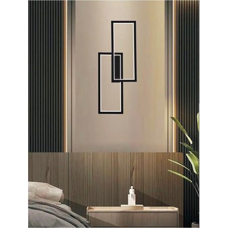 Applique Led Luce Bianca Calda Naturale Lampada Da Parete Rettangolare 32 W Nero (1/4)