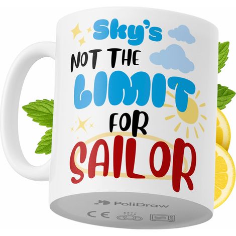 Taza de café/té divertida con diseño de texto humorístico para marineros. Taza ideal para cumpleaños, santos, días festivos y ocasiones especiales. Color blanco, 330 ml. (1/5)