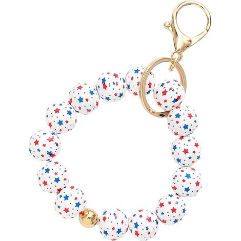 Bracelet porte-clés - Bracelet porte-clés à perles Bracelet porte-clés motif étoile avec anneau pour clés de maison ou de voiture