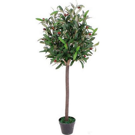 90cm Leaf Design UK Realistic Artificial Olive Tree in Black Plastic Pot
