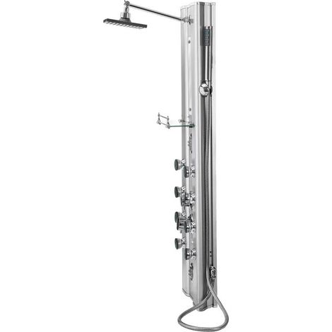 Colonne de douche 8 jets massants, décontractant aluminium 118 cm (1/5)