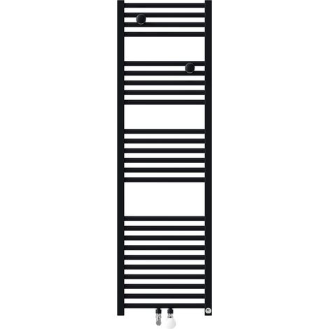 Sèche-serviettes eau chaude Riva 4 étroit 500W raccordement central noir - THERMOR - 471622 (1/2)