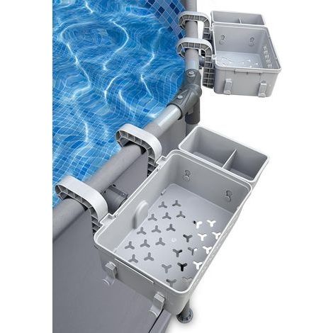 Lot de 2 paniers de rangement pour piscine hors sol , accessoires de piscine avec porte-gobelet et crochet , compatibles avec la plupart des piscines hors sol. (1/5)