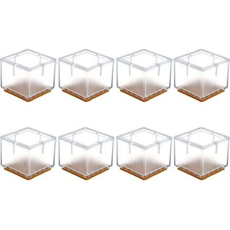 Bodenschoner für Stuhlbeine, 8 transparente Silikon-Tisch- und Möbelbeinkappen, Filzgleiter, Kratzschutz, Schoner für Holzböden (quadratisch) (1/5)