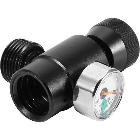 Ortviai Adaptateur de Recharge CO2 pour SodaStream – Noir avec Manomètre, Filetage W21.8, Métal Robuste (1/3)