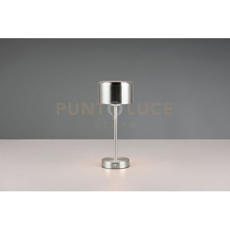 JEFF LAMPADA DA TAVOLO RICARICABILE METALLO ACCIAIO REGOLAZIONE INTESITA' TOUCH H.30CM led 1,5W 120lm, 3000K