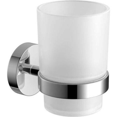 Moderner, verchromter Wandhalter für Zahnbürste und Becher, quadratisches Badezimmeraccessoire – Crezuo