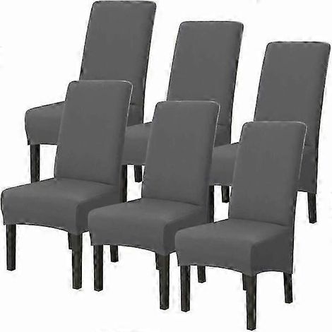 Lot de 6 housses de chaise universelles lavables en microfibre extensible SZRH AC (1/5)