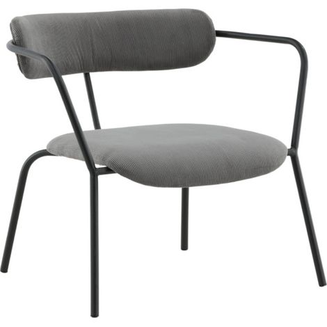 Fauteuil Design Velours Côtelé "Duffy" 69cm Gris (1/5)