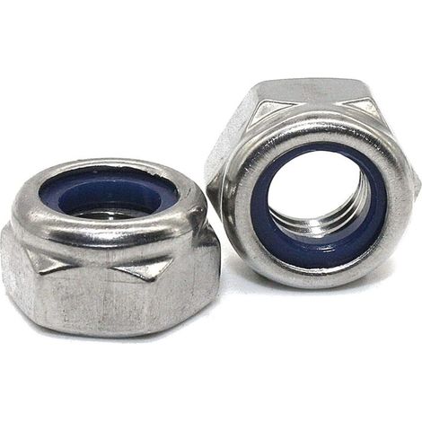 Ecrou Frein Acier Zingue M10 PACK 25 Ecrous de Blocage Bloquant Hexagonal Idéal pour la Menuiserie, la Construction, la Plomberie, entre autres utilisations. (1/3)